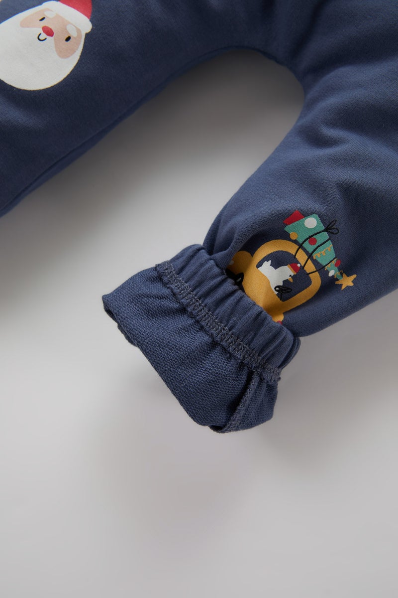 DeFacto Blue BabyBoy Baby Boy Regular Fit New Year Printed Thin Fabric Sweatpants Casual - Image 4